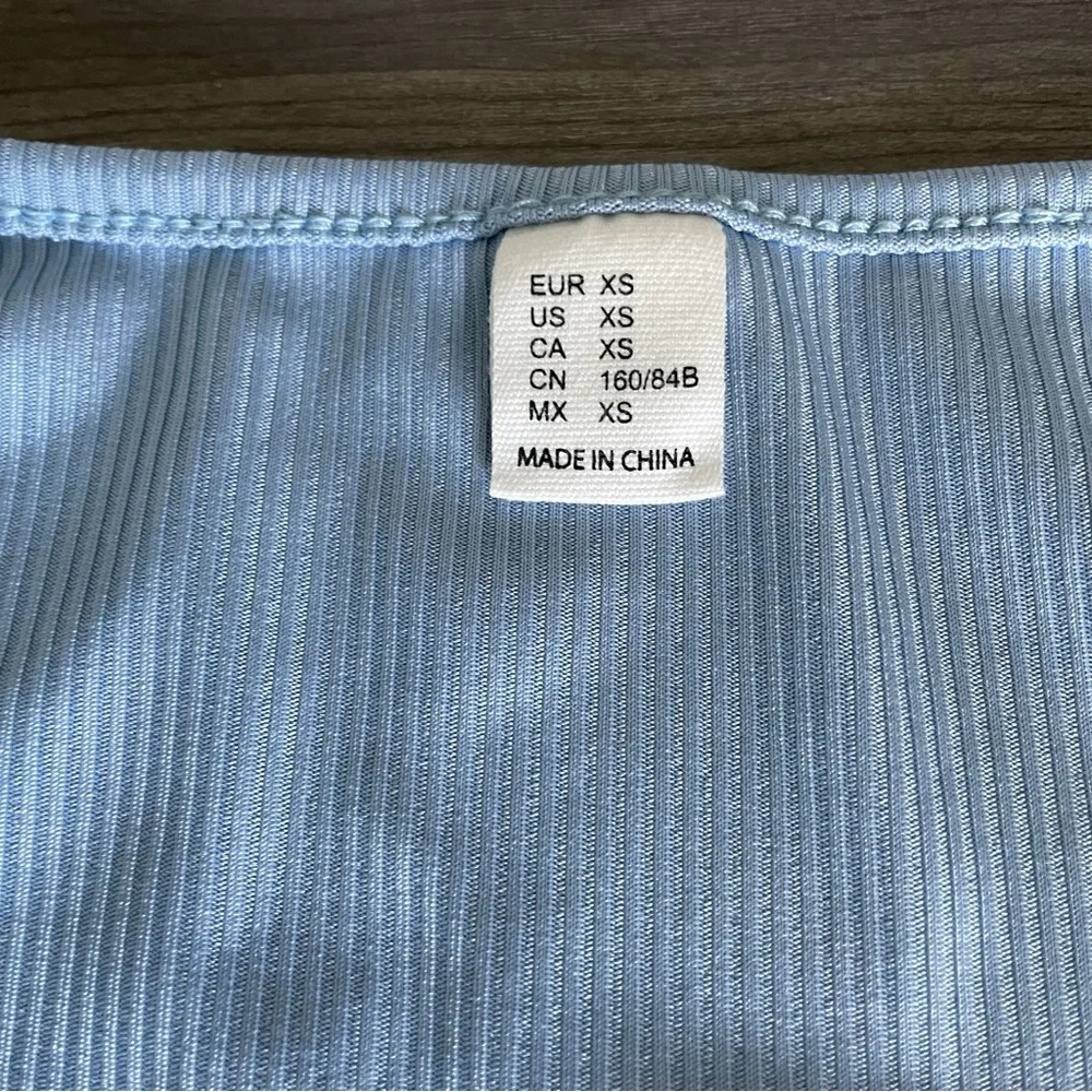 Women’s Blue Lounge Set XS Matching Sports Bra Shorts Soft Ribbed Activewear